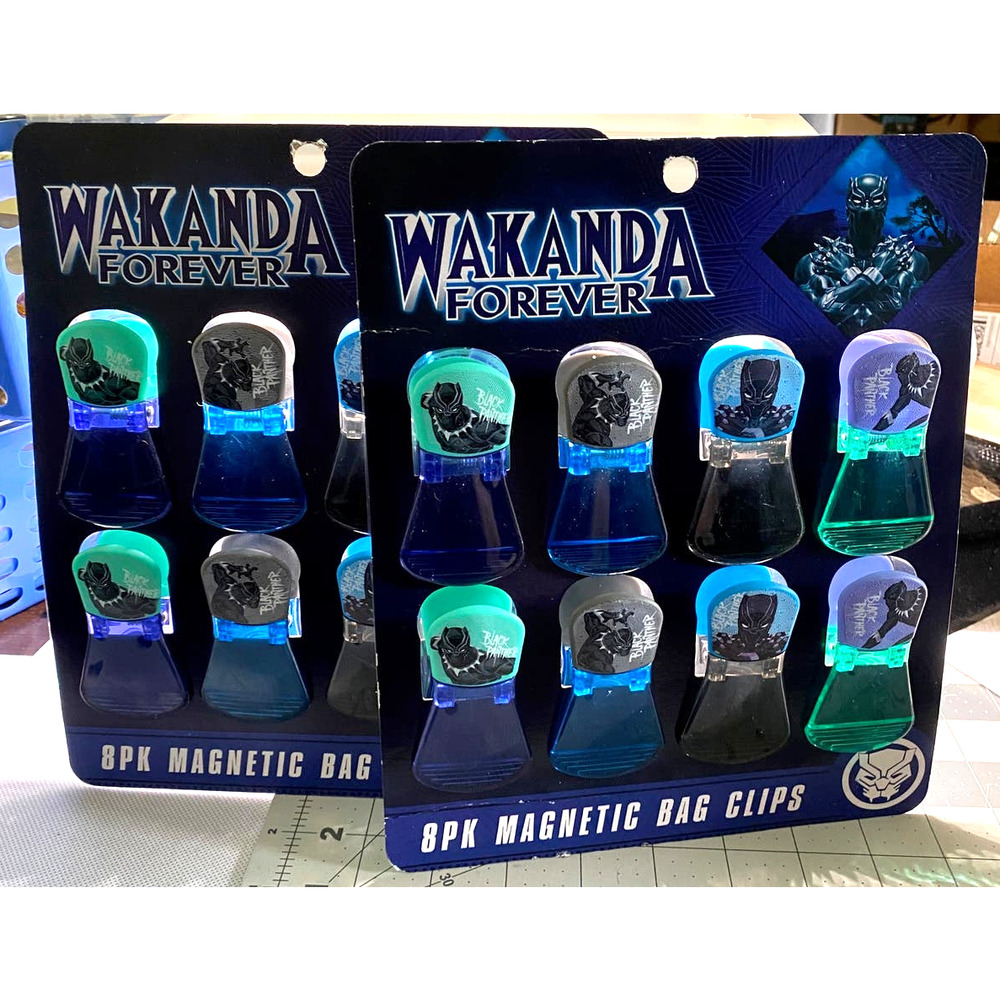 2 Pack Marvel Black Panther Wakanda Forever 8 Pack Magnetic Bag Clips